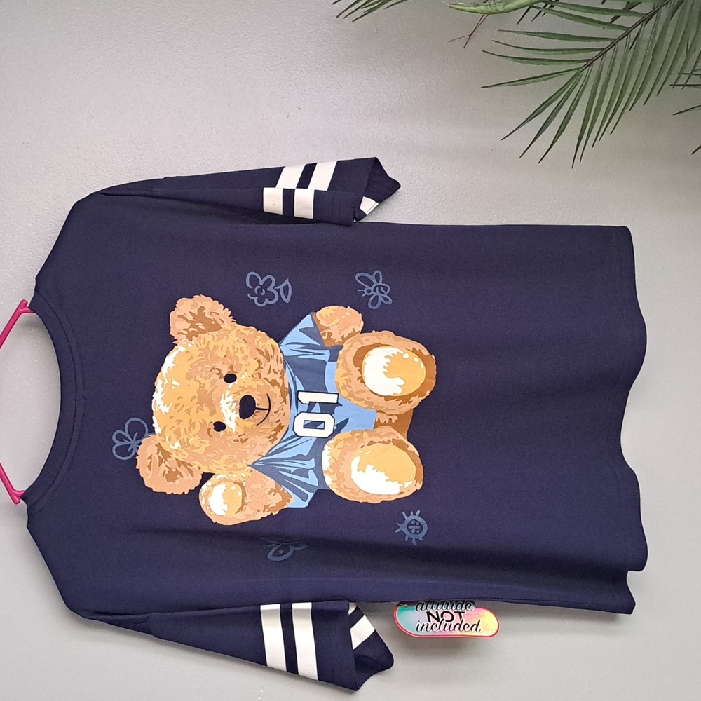 Teddy 🧸 Grapic 01 Jersy Style Tee Navy Blue Sz Meduim PTP:21.5" Length: 24"
